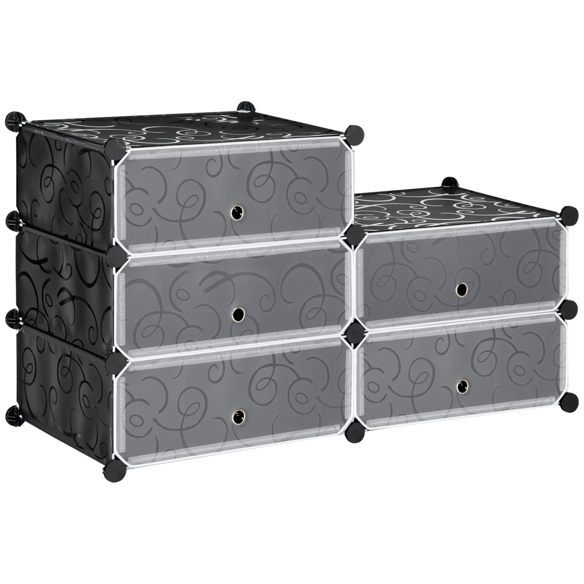 HOMCOM Schuhschrank mit Zubehör schwarz, transparent 49L x 36,5B x108H cm