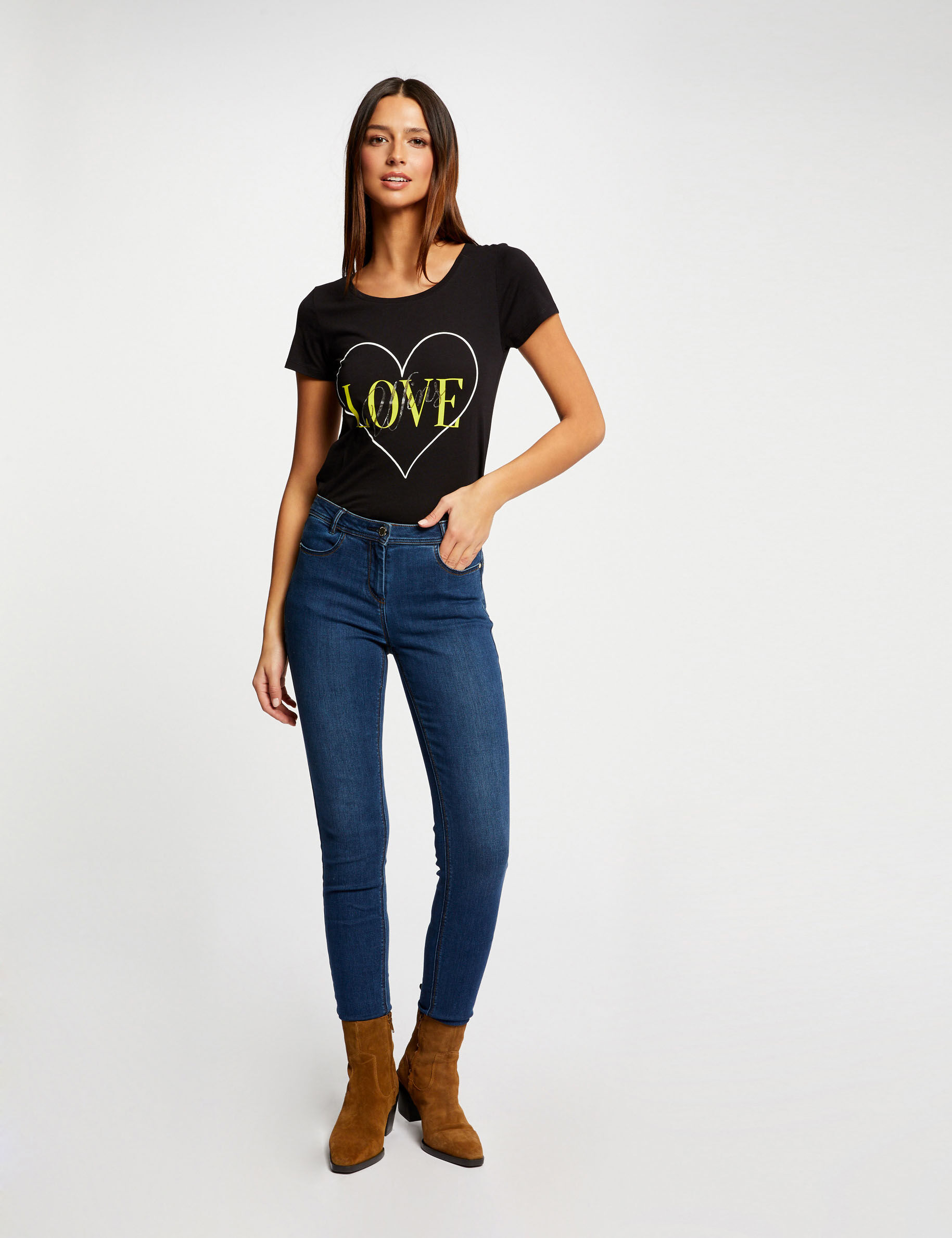 T-shirt manches courtes noir femme - noir
