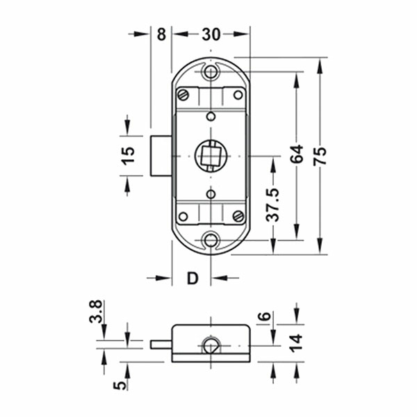 Obelink metalen draaistangslot - 15 mm