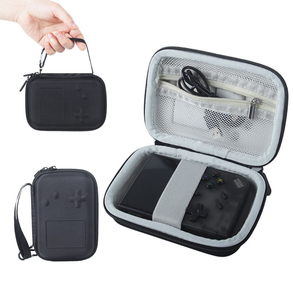 Anbernic RG35XX Reise Box Schutztasche Hartschale mit Handschlaufe - Schwarz / Grau