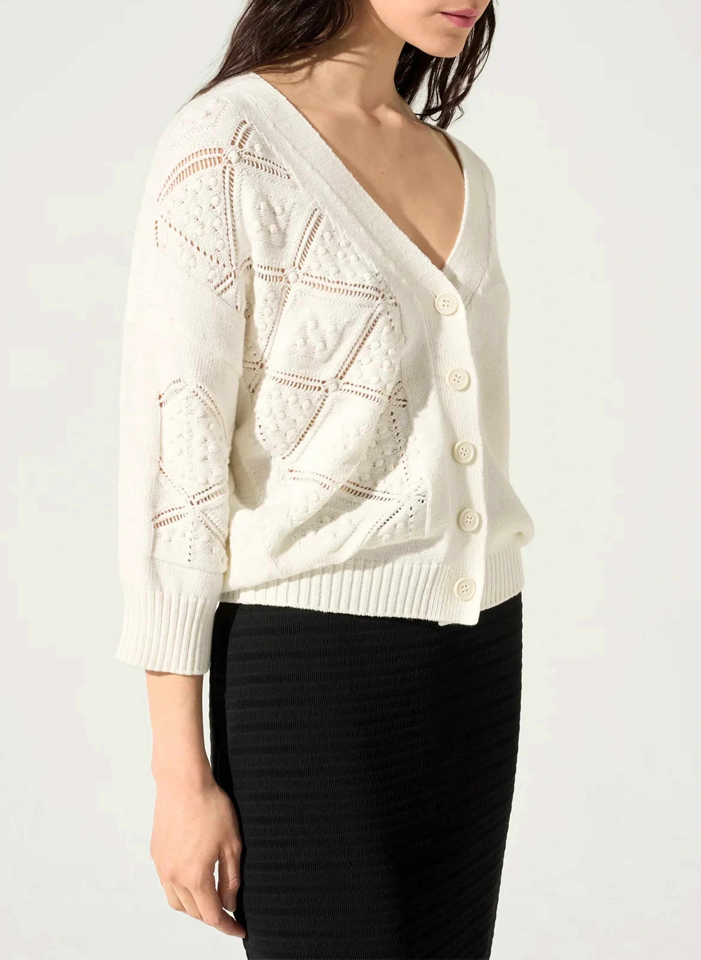 Cardigan ample crochet en coton mélangé | Vert