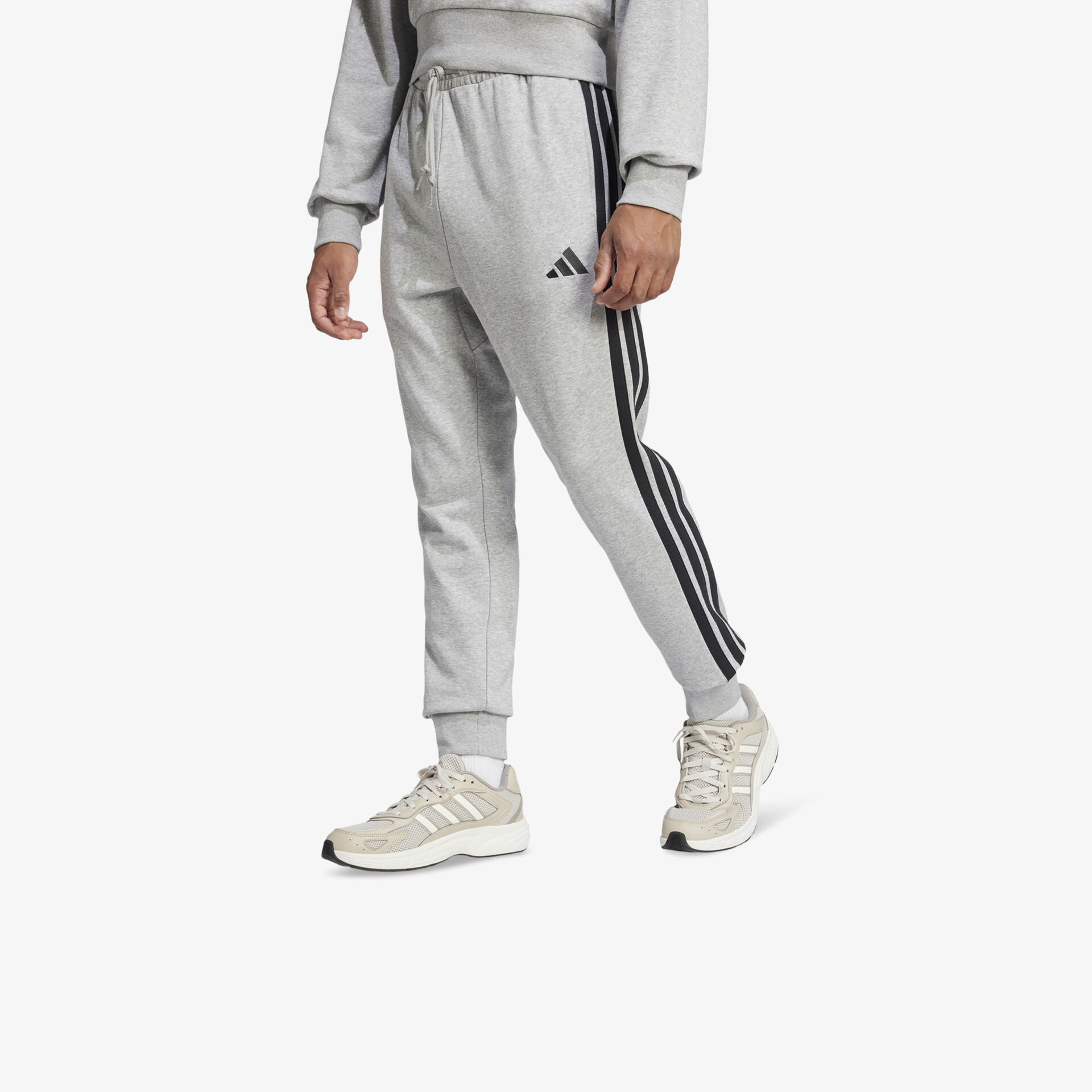 adidas Essentials 3 Streifen French Terry Herren Hosen grau