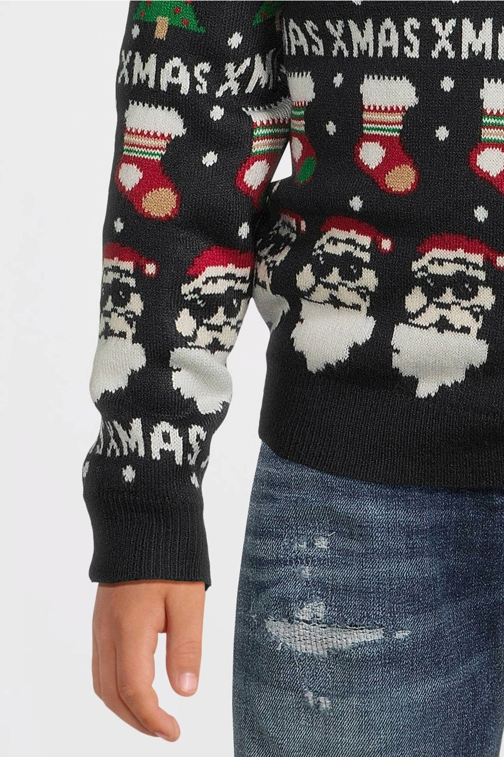 NAME IT kersttrui donkerblauw gebreid