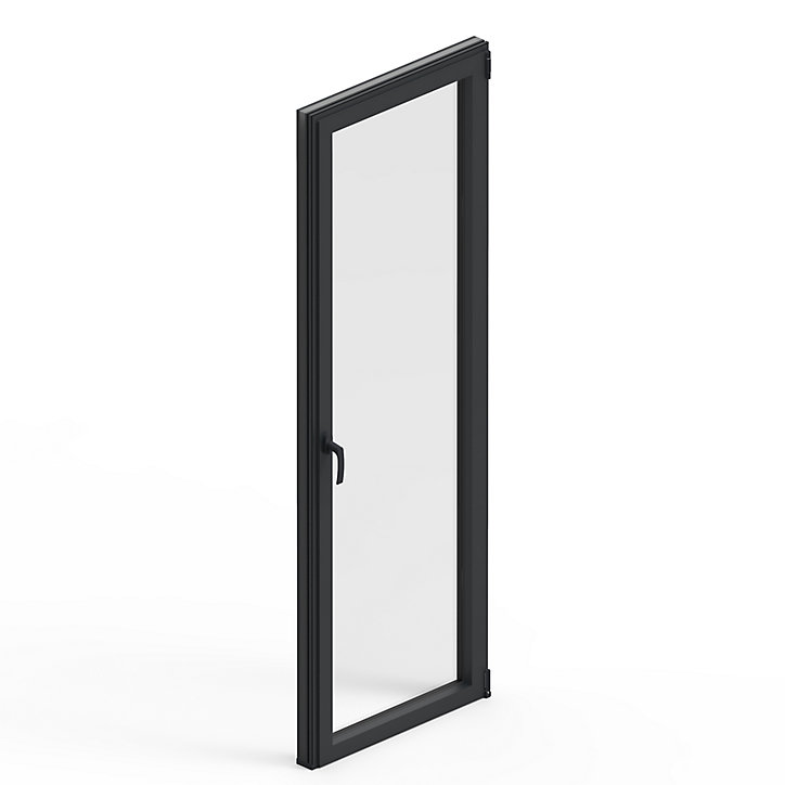 Porte fenêtre alu 1 vantail GoodHome gris - l.80 x h.215 cm, tirant droit