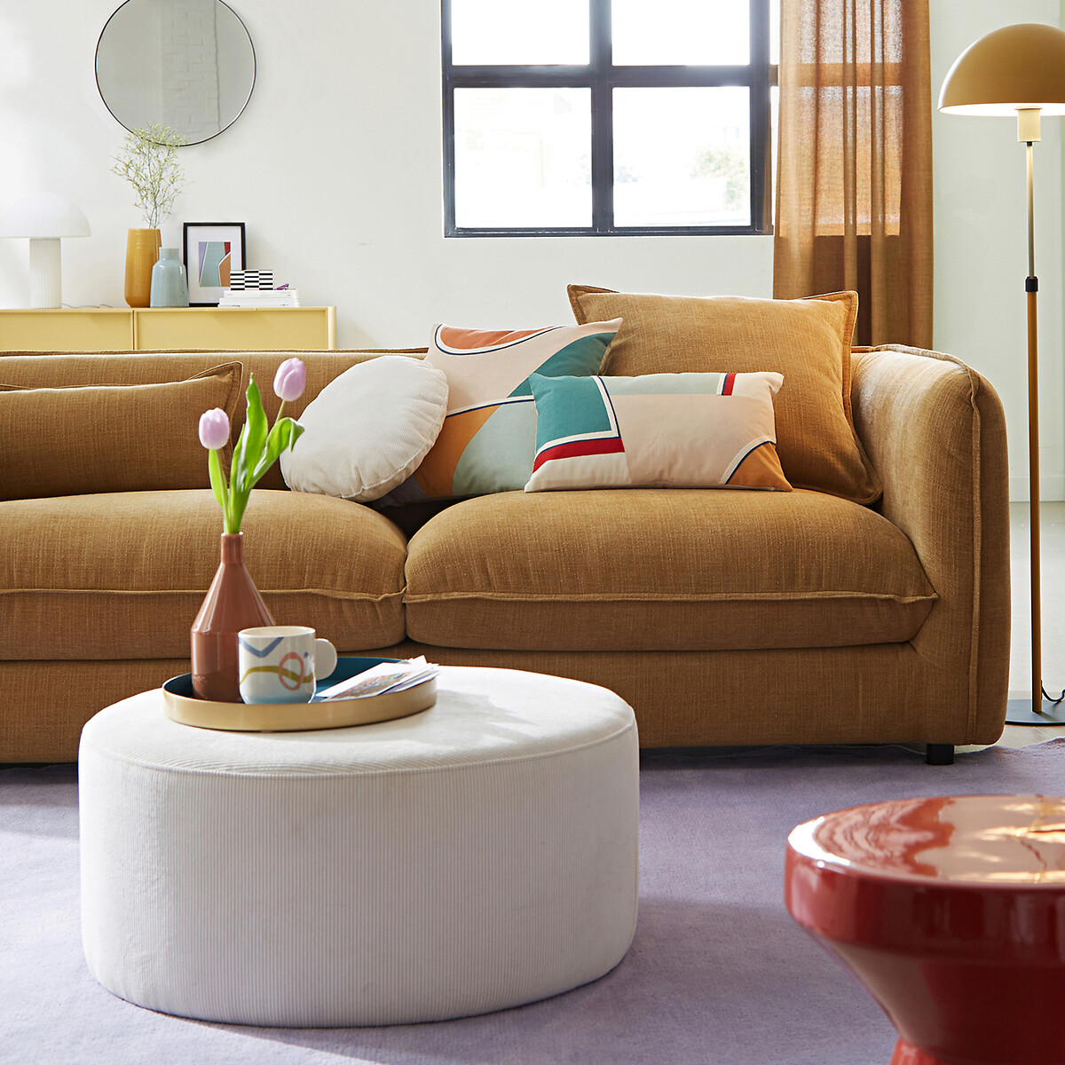 LA REDOUTE INTERIEURS<br>Puff com nervuras de veludo, Tilly