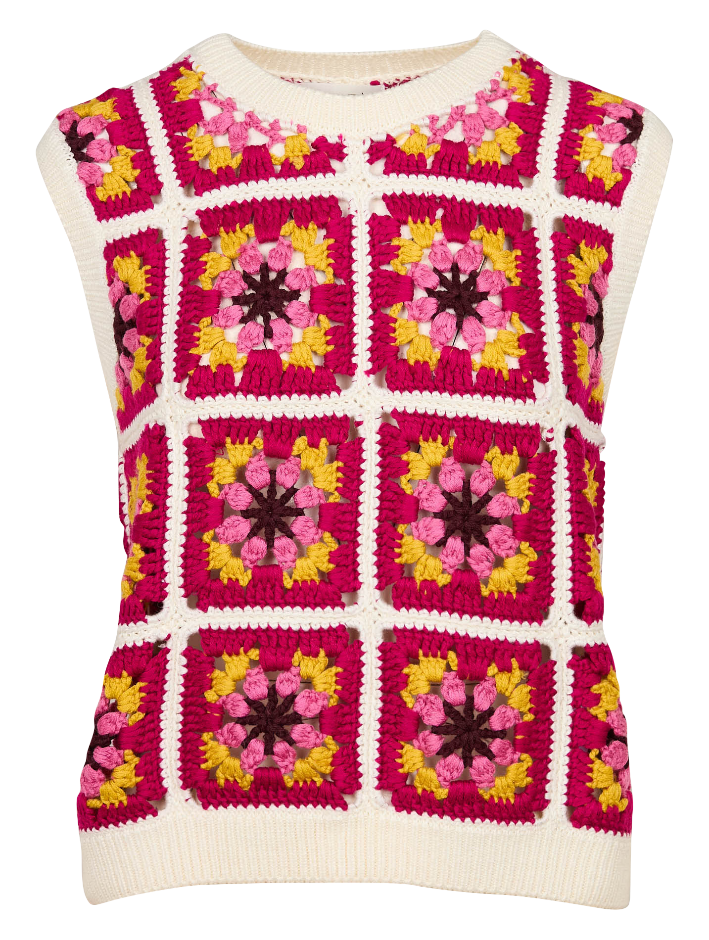 MARCY - Pull col rond à motif floral | Blanc