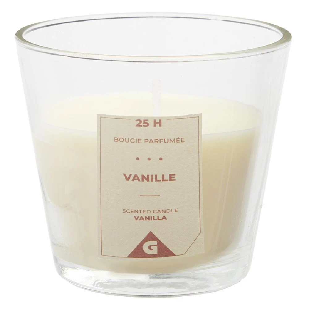 Bougie dans verre transparent senteur vanille