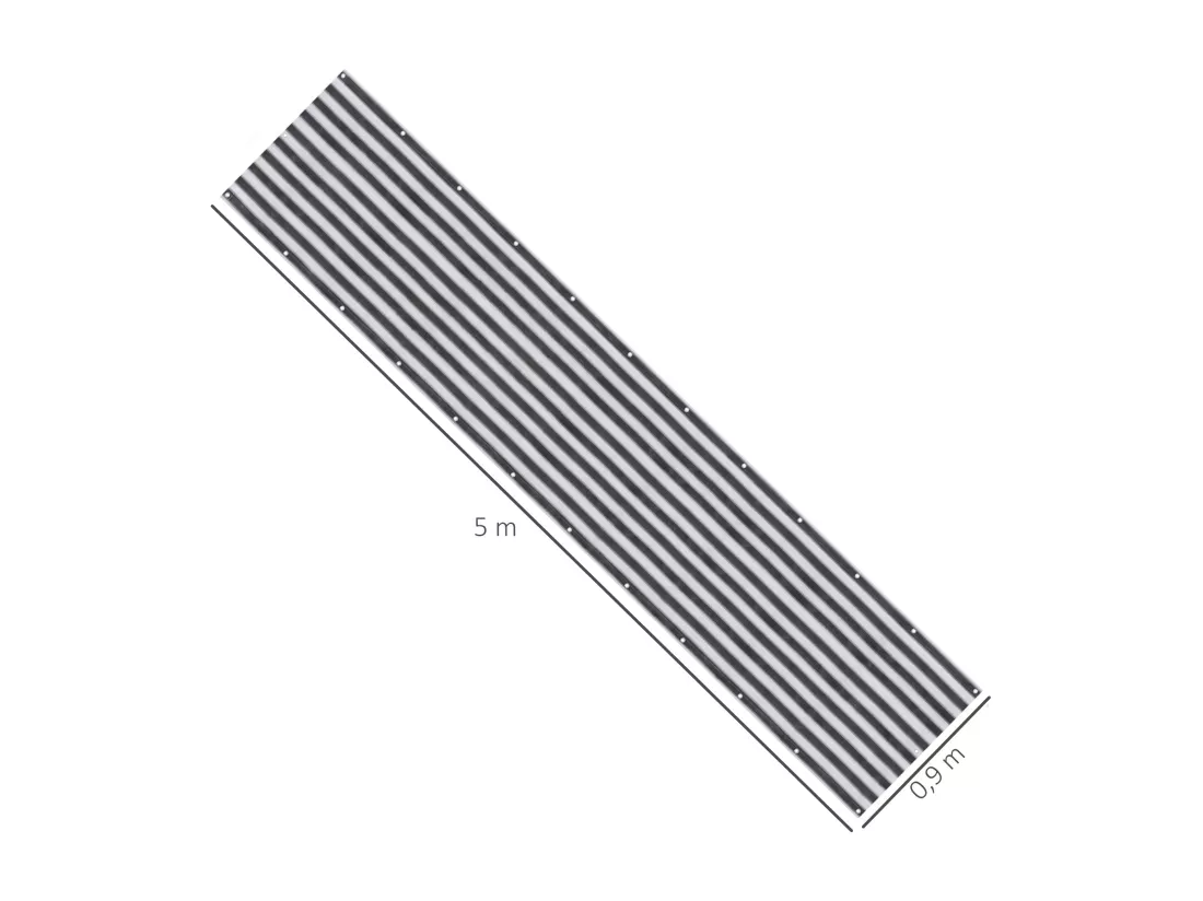 Lot de 2 brise-vue renforcés occultants HDPE haute densité 52 œillets + 4 cordons dim. 5L x 0,90H m gris blanc rayé