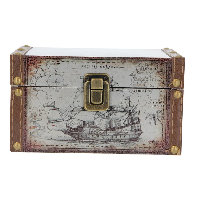 Truhe - Schiff - aus Holz - Größe M - ca. 23 x 16 x 12 cm