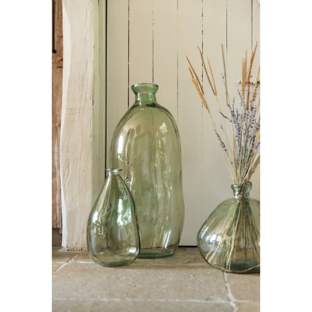 Vase dame jeanne haut en verre vert 33x33x73 cm