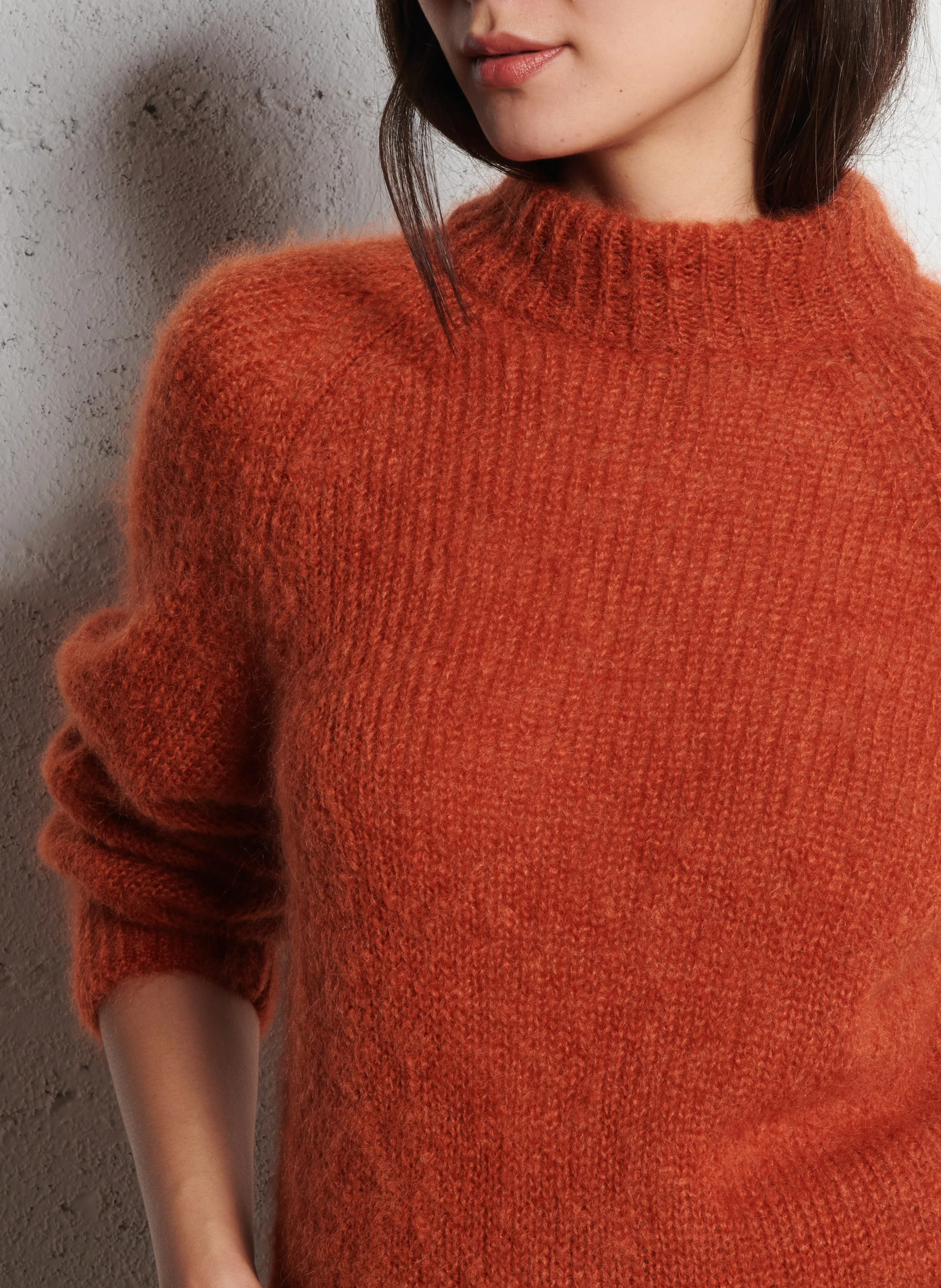 CHACHOU - Pull col rond en laine mélangée | Orange