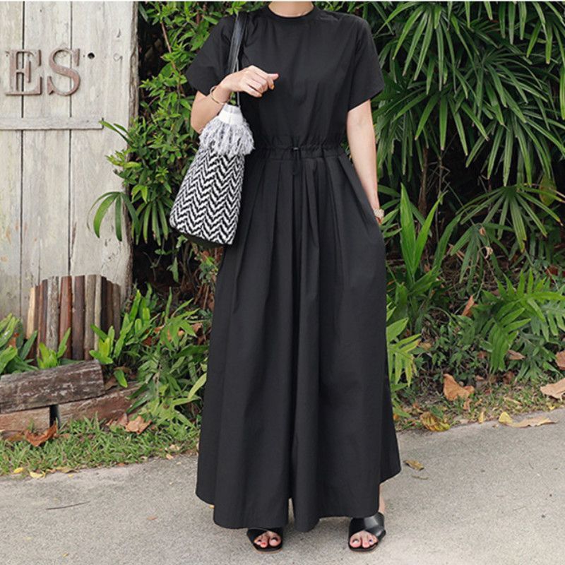 Felixia - Jumpsuit met korte mouwen en wijde pijpen en trekkoord