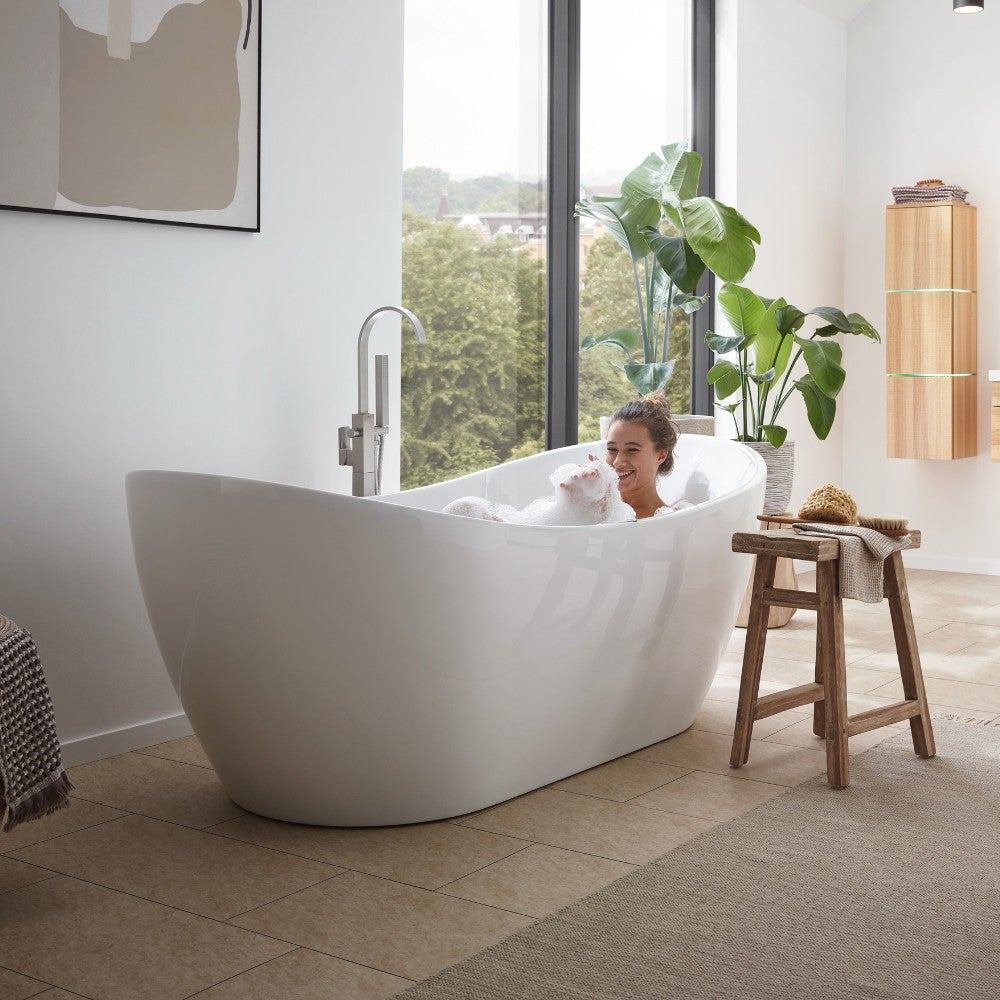 Home Deluxe - vrijstaand bad met whirlpoolfunctie - OVALO PLUS - afmetingen 180 x 90 x 72 cm - incl. complete accessoires | Whirlpoolbad, hottub voor 2 personen