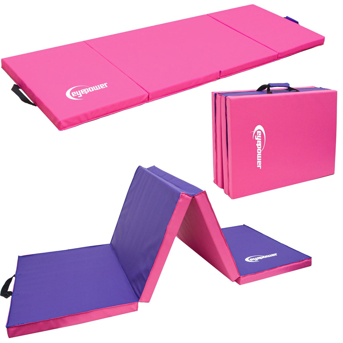 180x60 Opvouwbare Gymnastiekmat - 5cm Dikke Oefenmat Roze Aubergine