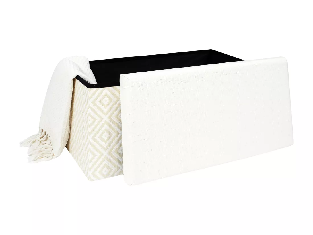 Coffre Banc Pliable Tresse Blanc