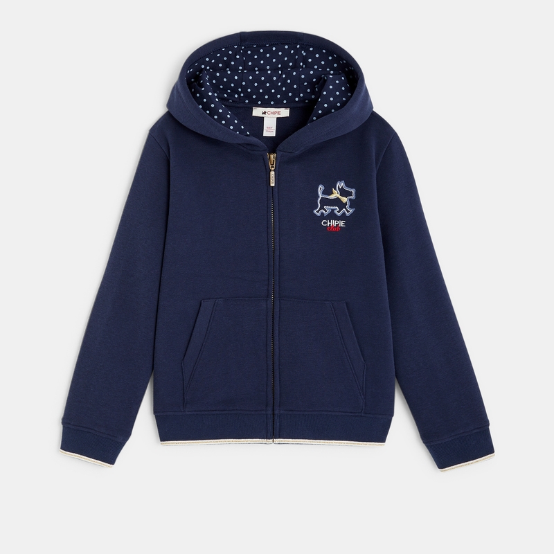 Gilet à capuche navy brodé Chipie bleu fille