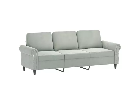 Canapé à 3 places Gris clair 180 cm Velours