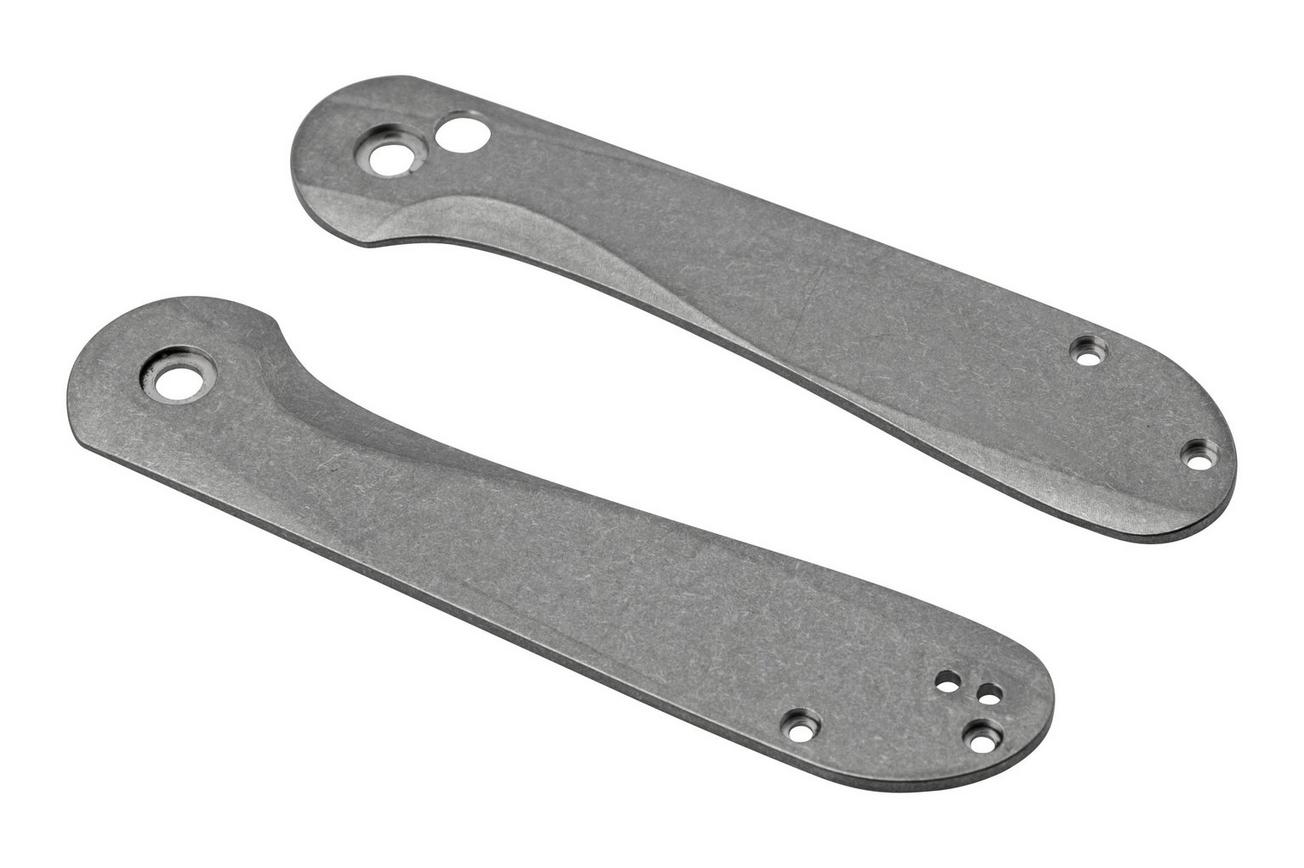 Flytanium Civivi Elementum Button Lock FLY-1257SW Stonewashed Titanium Scales
