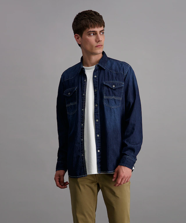 Pioneer Authentic Jeans Jeanshemd , mit abgerundetem Saum