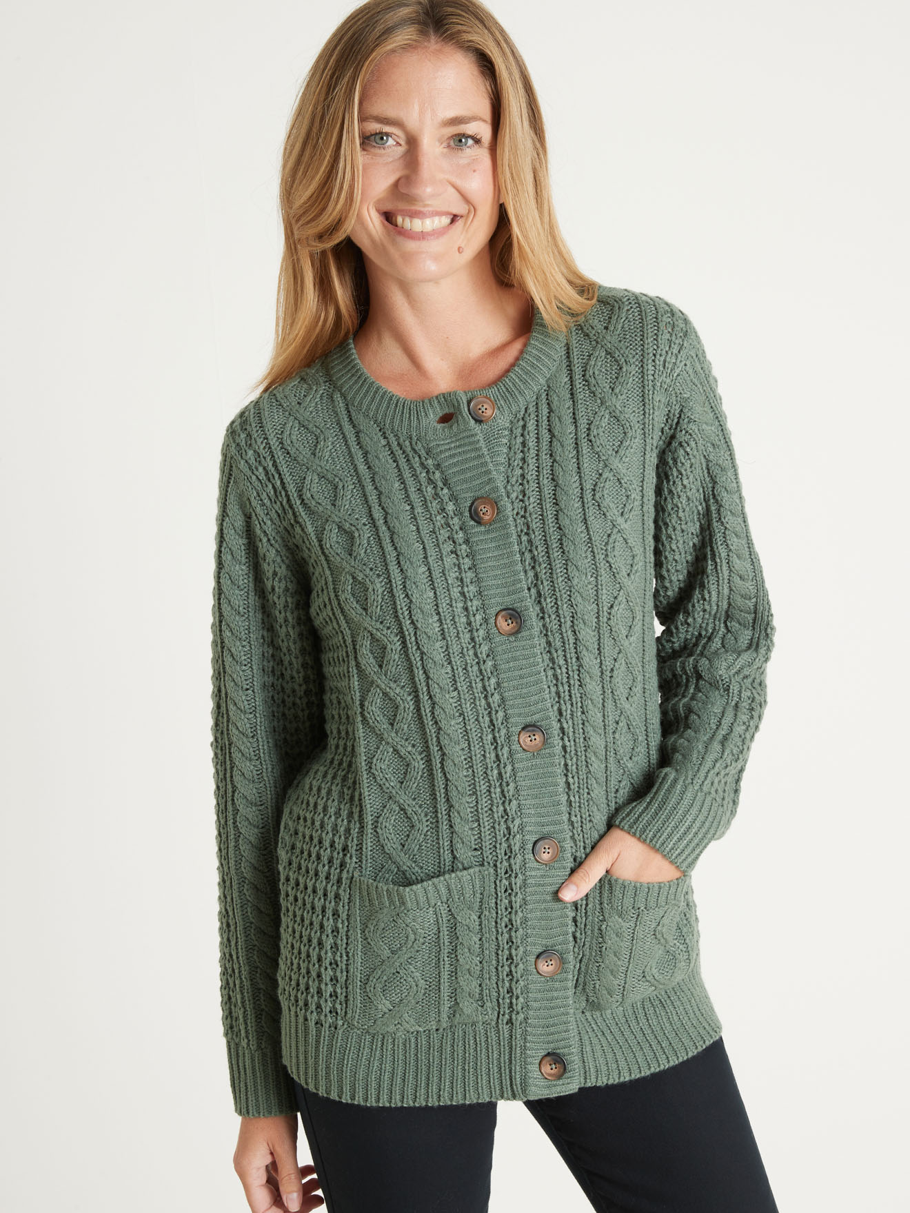 Cardigan torsadé col rond