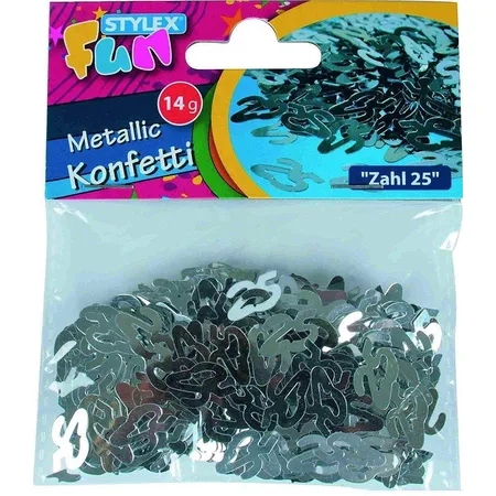 Stylex Konfetti - Zahl 25 Metallic silber - 14g Beutel