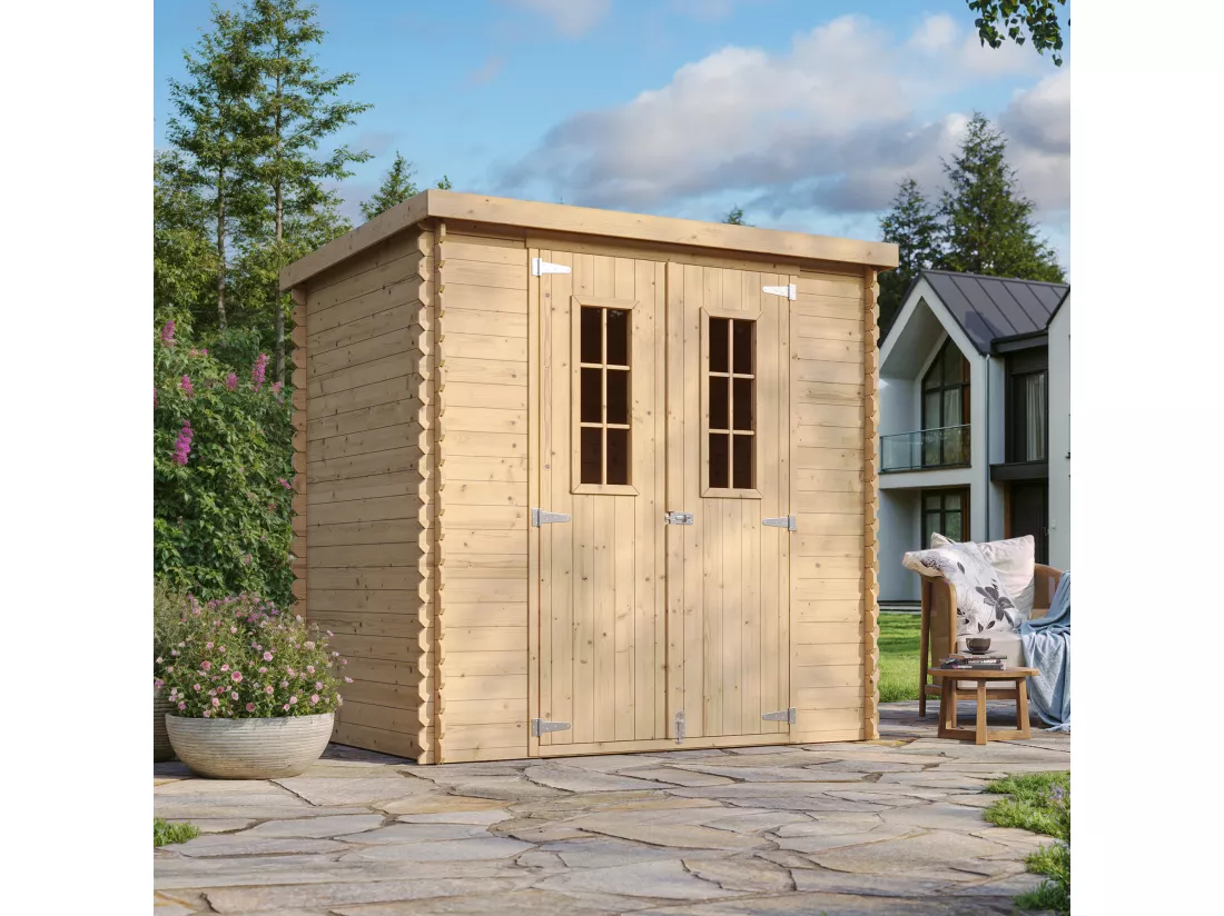 Abri de jardin en bois AVEC SOL TRAITÉ TIMBELA M311C+M311G - l204xL142xH200cm/2.22m2