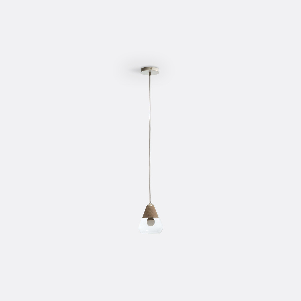 LA REDOUTE INTERIEURS<br>Candeeiro suspenso em vidro e madeira Ø14 cm, Nasoa