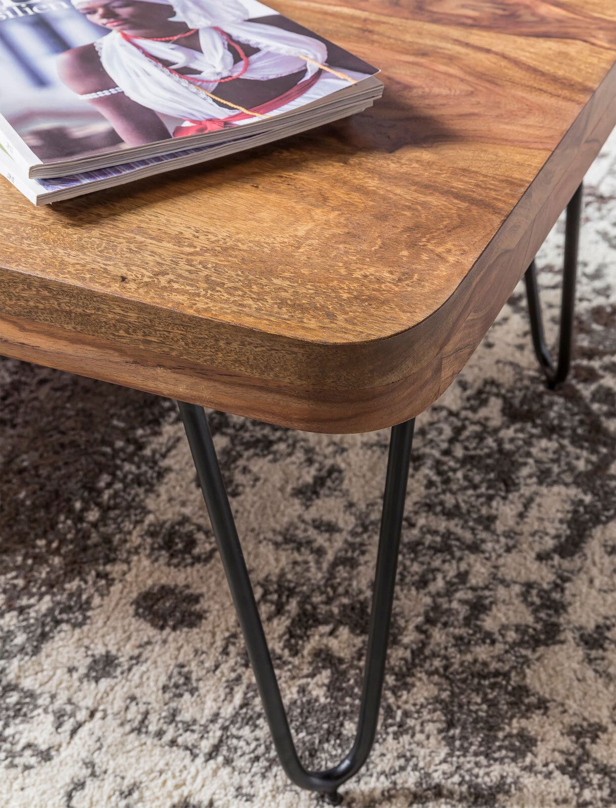 Couchtisch Pillis Massivholz Sheesham braun/schwarz