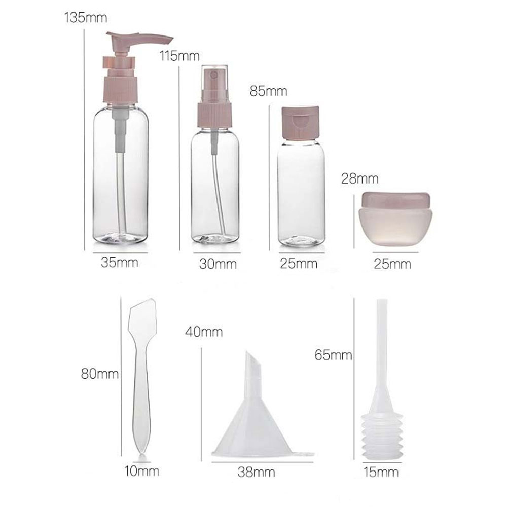 (8-tlg. Set) Befüllbare Kosmetik Behälter Reise Flasche Organizer - Transparent / Rosa