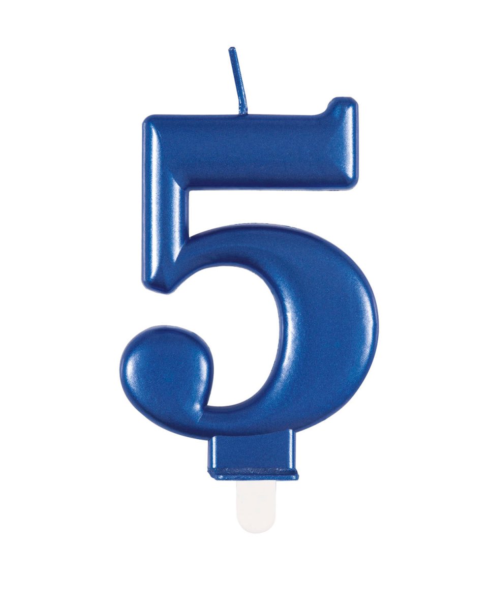 5 Jaar Kaars Blauw 12cm