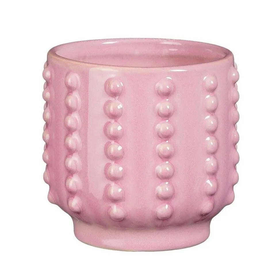 Mica Decorations Bloempot Boaz - gebobbeld - roze - 13 x 14 cm