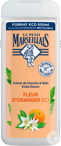 Le Petit Marseillais Crème De Douche Et Bain Extra Douce Fleur D'Oranger Flacon 650ml