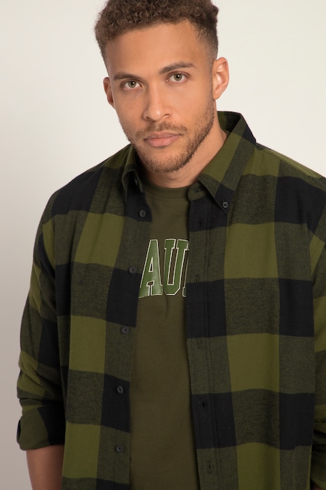 STHUGE Karo-Flanellhemd, Langarm, Modern Fit, Buttondown-Kragen, bis 8 XL