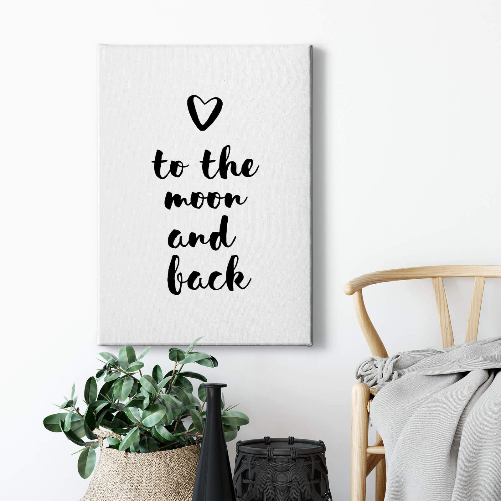 Leinwandbild TO THE MOON AND BACK - schwarz-weiß - 50x70 cm