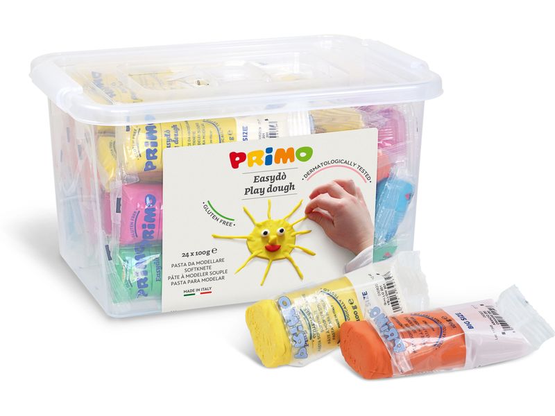 Primo Softknete Box 24 x 100 g, mehrfarbig Knetmasse perfekt um Formen zu gestalten