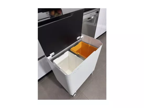 Poubelle cuisine ergonomique, fonctionnelle et élégante, 2 x 20 litres, ECOBOX NOA