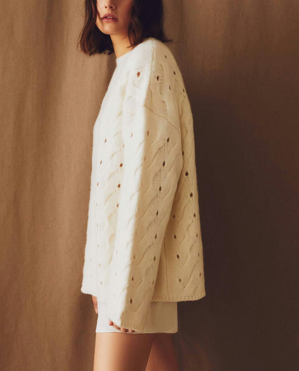 SUÉTER DE CASHMERE COM TRICÔ DE CABO