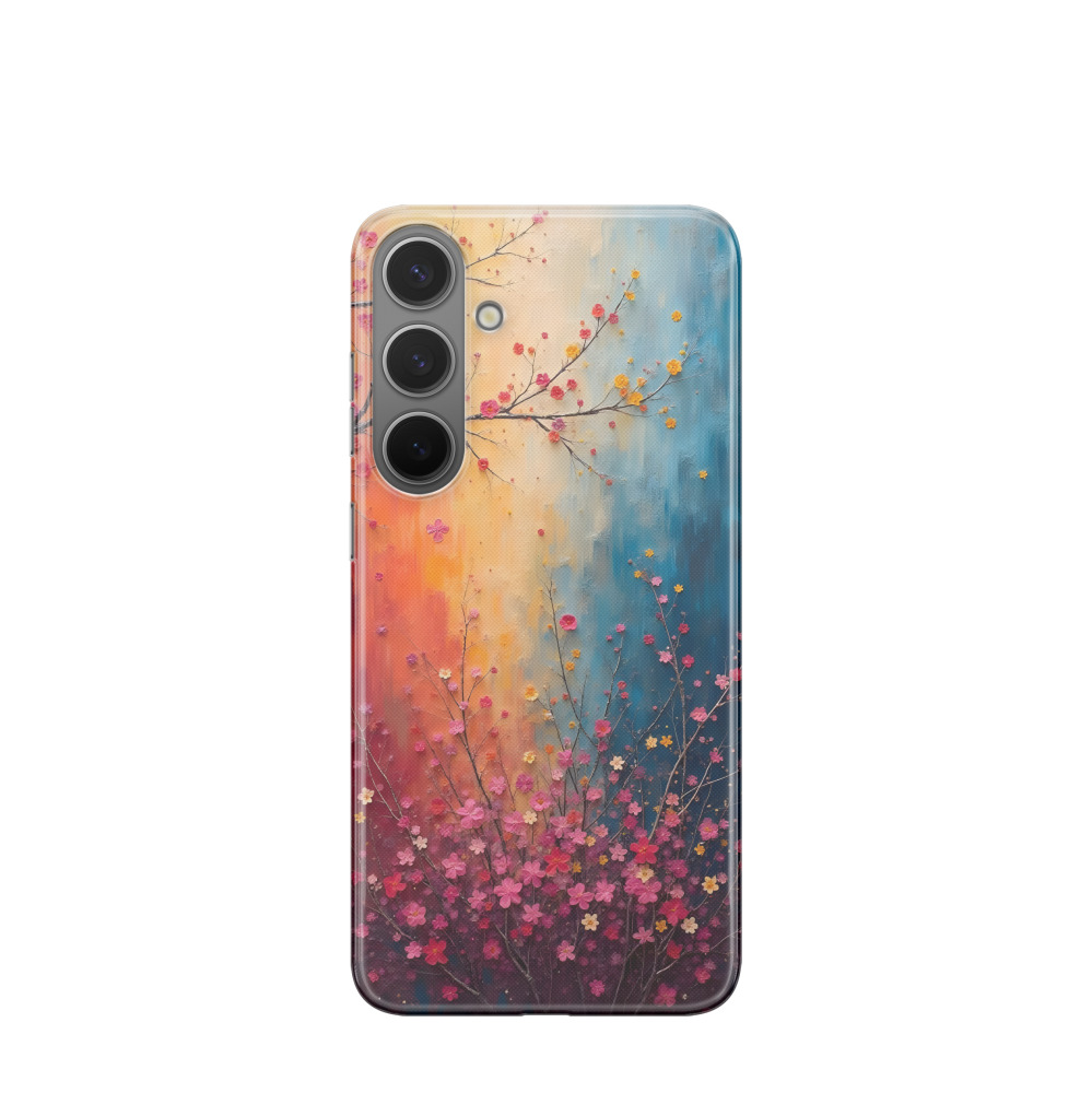 Samsung Galaxy S24 Plus Gummi Hülle Ein Blütenmärchen - Blau / Gelb / Rot