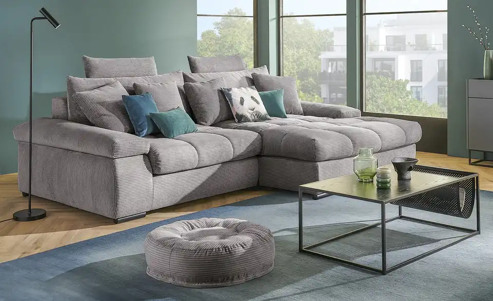 Ecksofa Hella rechts Steingrau
