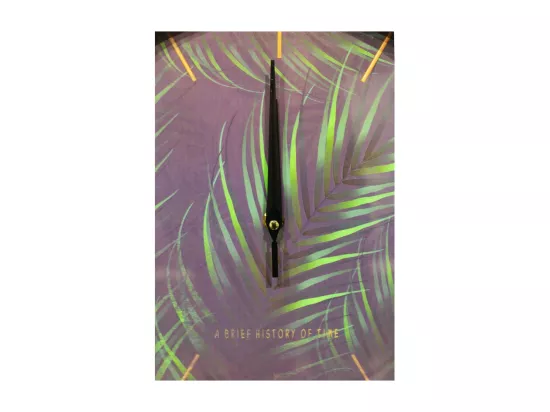 Horloge murale ronde 30 cm imprimé feuilles violet - POESIE