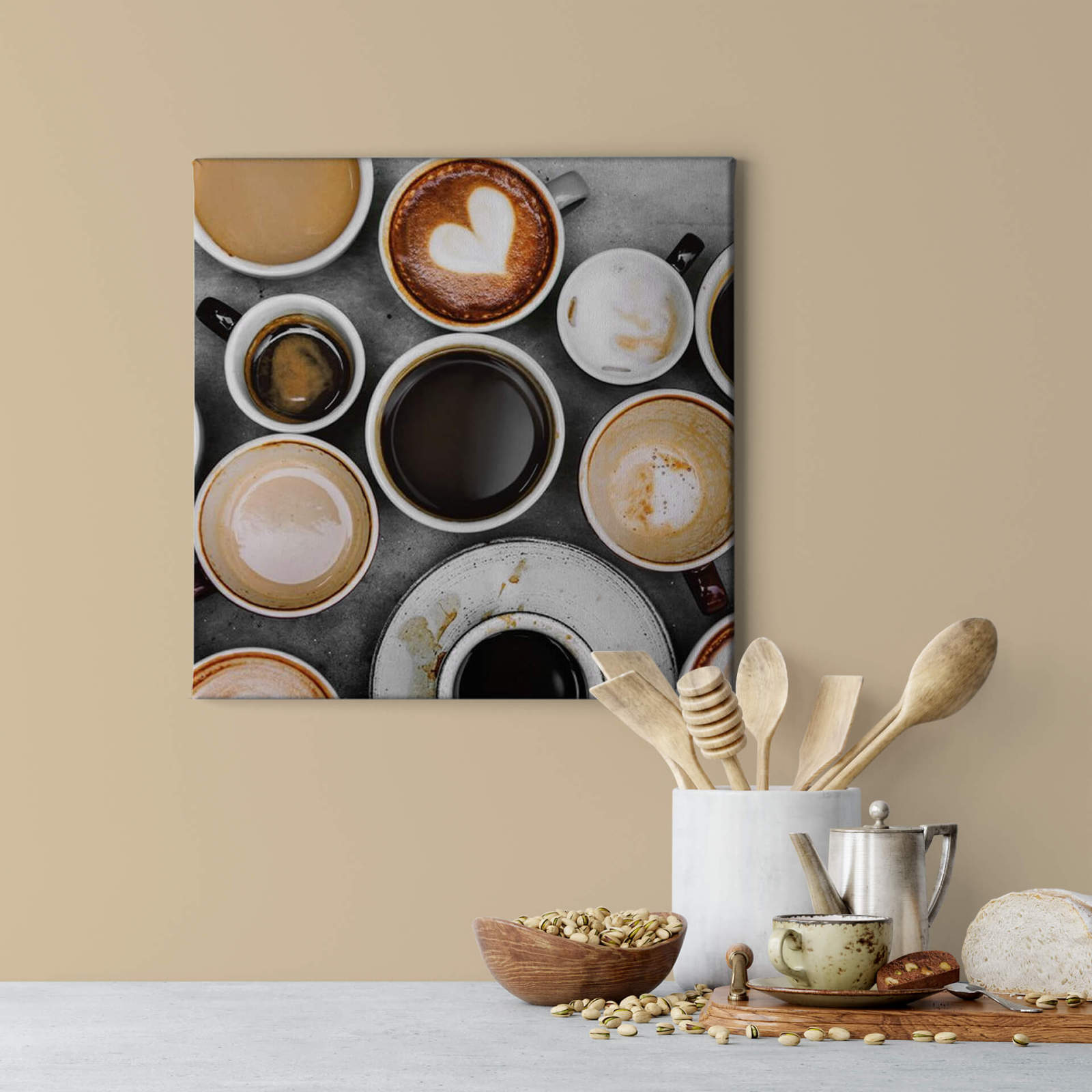 Leinwandbild KAFFEESORTEN - braun - 50x50 cm