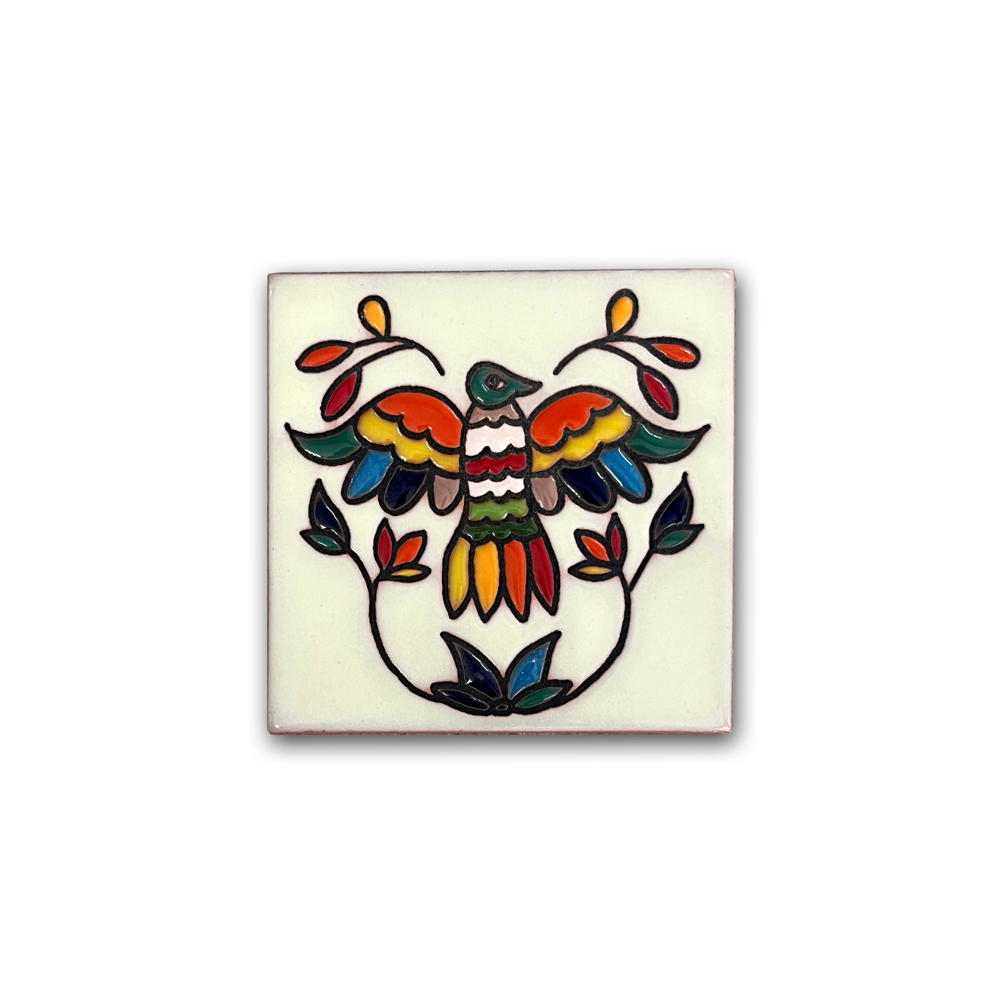 Reliefkachel 'Vogel', weiß-multicolor, H 10 cm, B 10 cm von fischer's lagerhaus