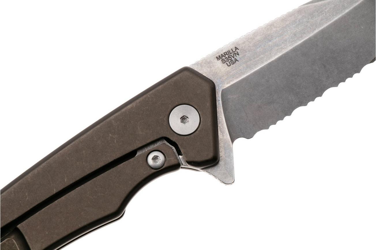 Case Marilla OD Green Anodized Aluminum, Black G10 Inlay, 25879, S35VN partly serrated zakmes