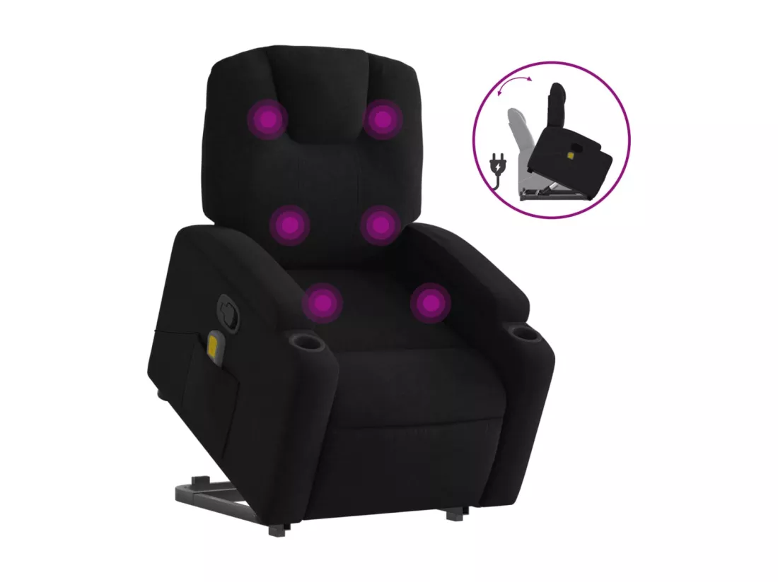 Fauteuil de massage inclinable Noir Tissu