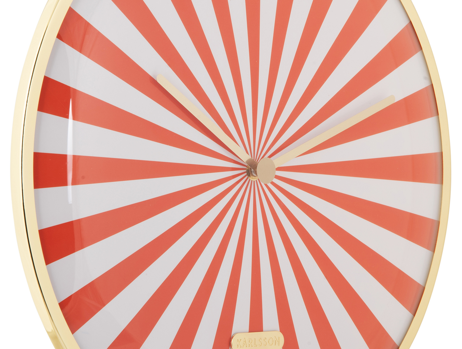 Wall clock Candy Swirl Dome bright orange & white