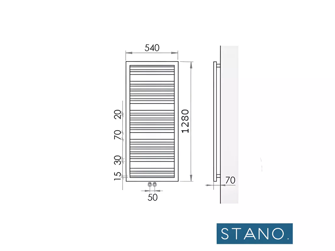 Radiateur sèche-serviettes eau chaude design KLEA 128 x 54 cm noir mat