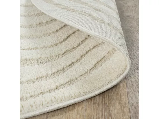 Tapis rond SPIRATRI ∅ 160 cm Crème Tapis facile d'entretien idéal pour la chambre