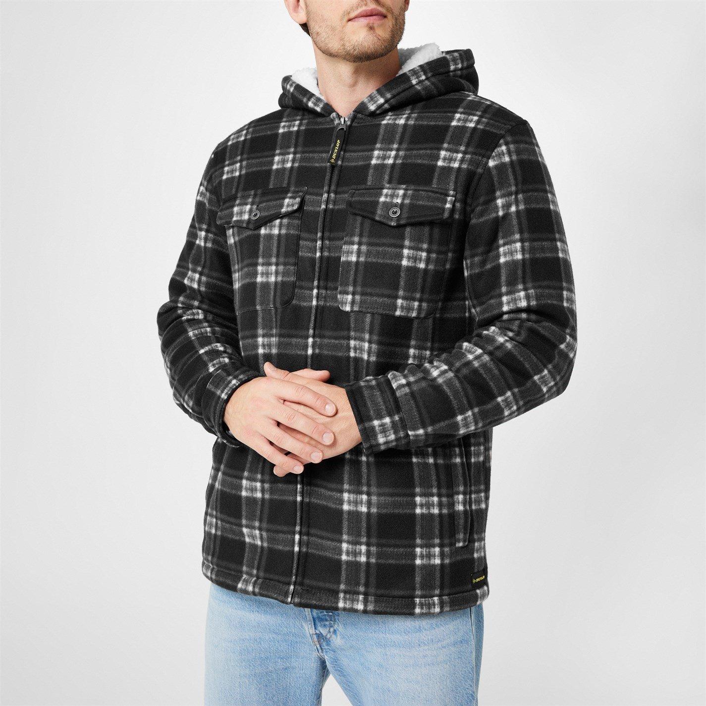 Dunlop Full Zip Checked Hoodie Mens