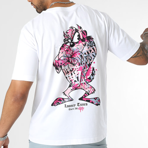 Tee Shirt Oversize Large Taz Graff Pink Blanc