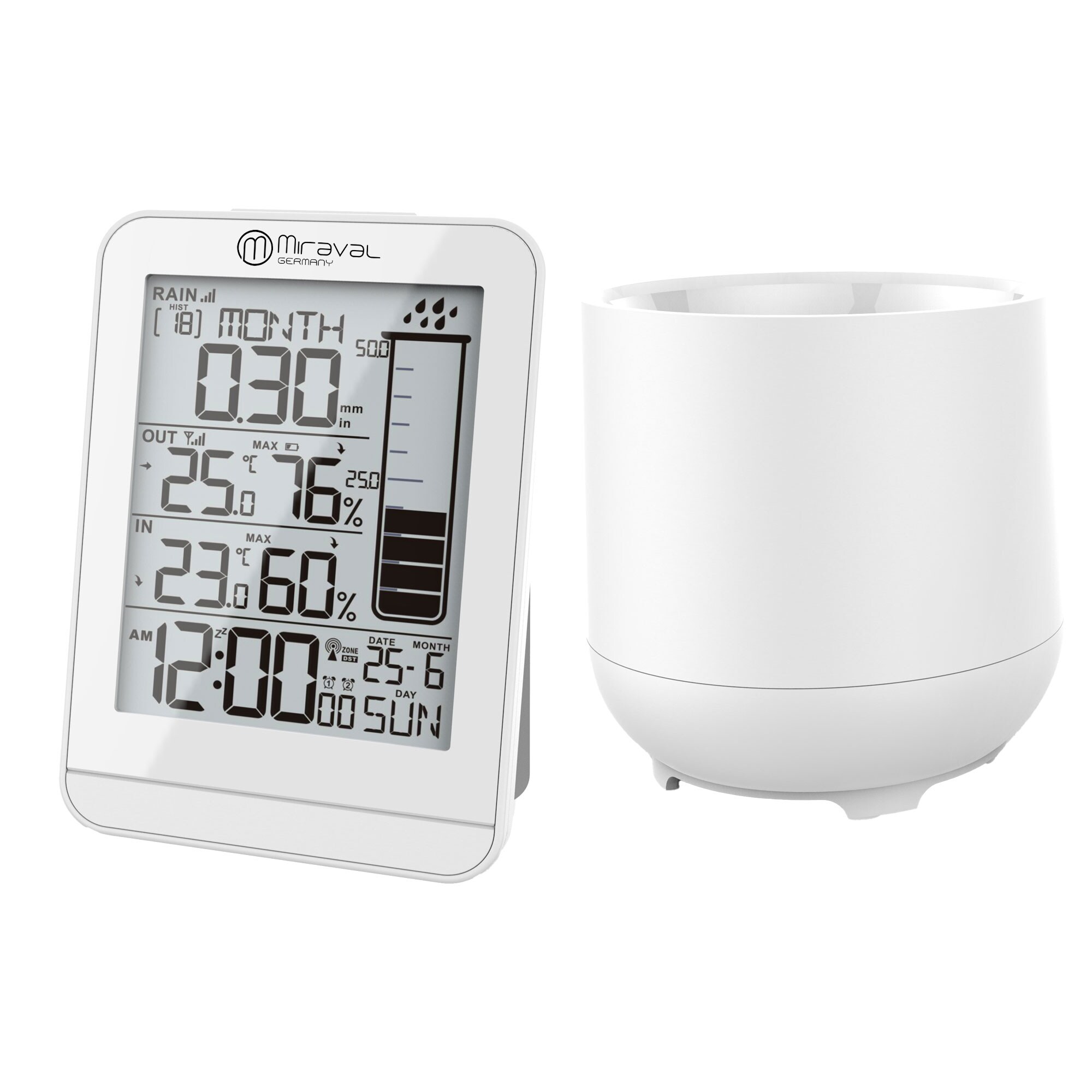 MiravalDesign Funk-Wetterstation mit Regenmesser